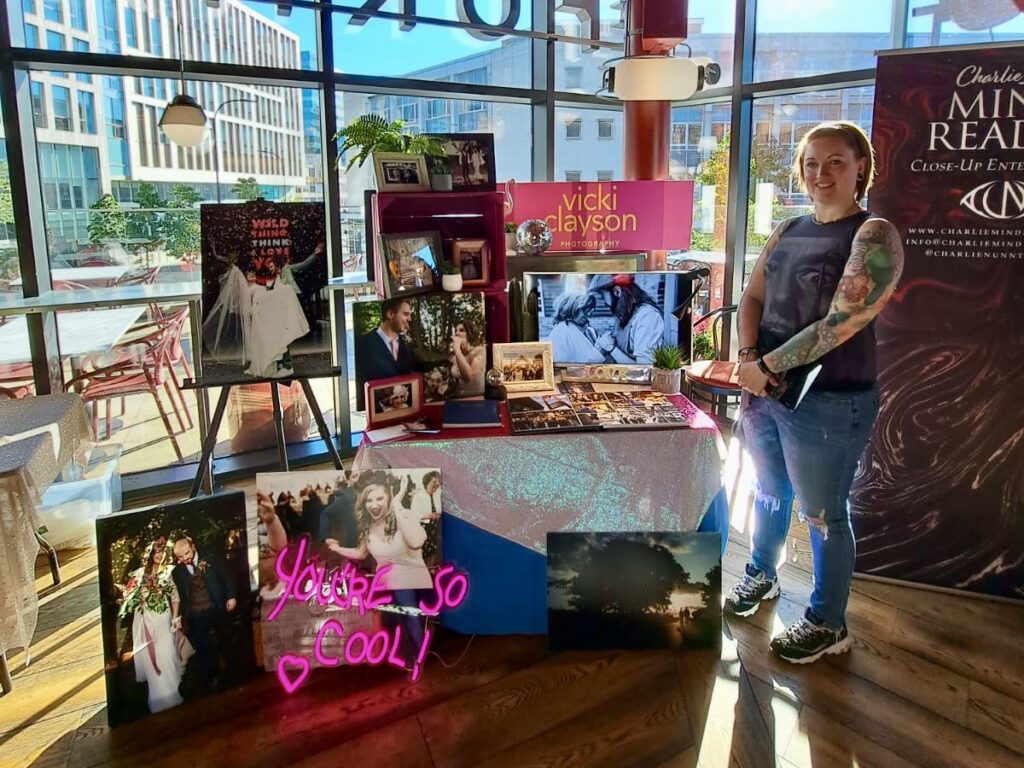Vicki Clayson Photography stall at the Quirky Wedding Fayre event