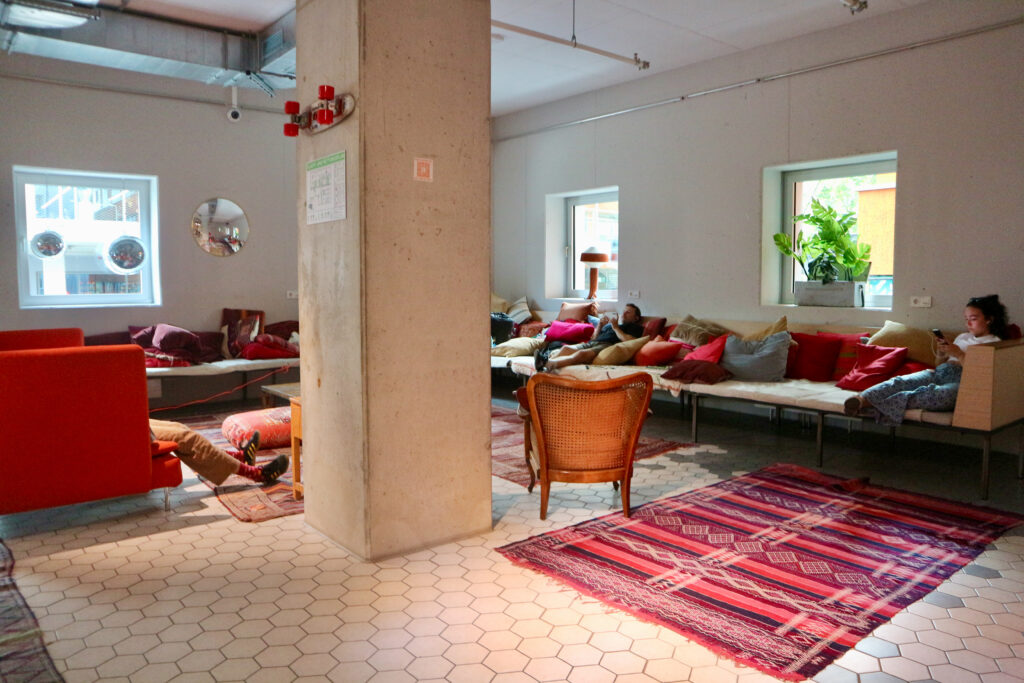 comfy lounging area of the hostel