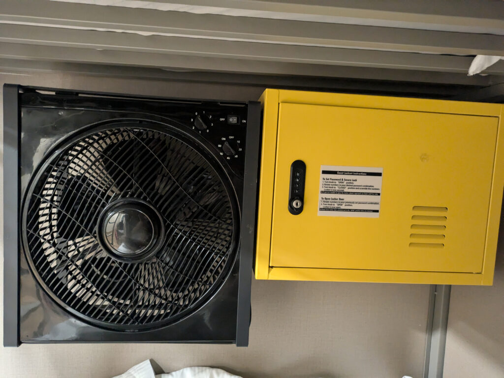 Fan and yellow locker