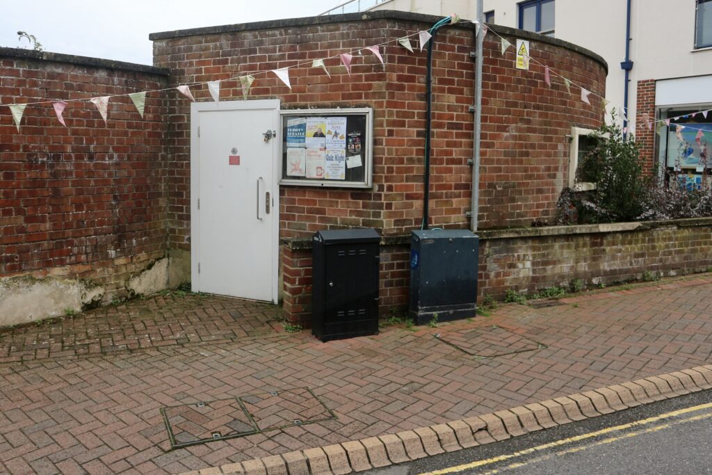 Exterior door of accessible toilet in Cowes Isle of Wight