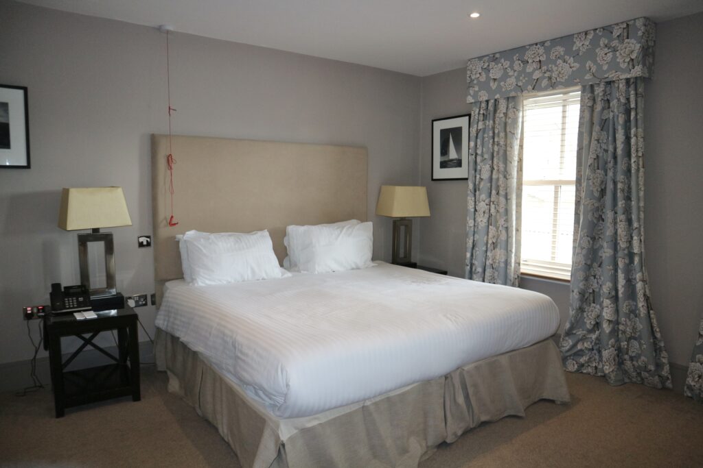 Accessible bedroom in the Seaview Hotel, large kingside bed