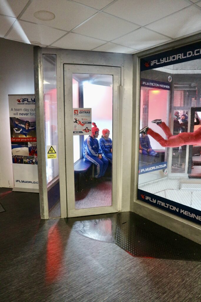 The doorway into the indoor flight chamber, showing the width for a wheelchair user.