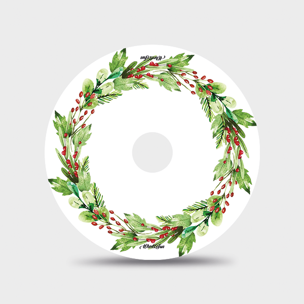A festive green and red berry design on a spoke guard.